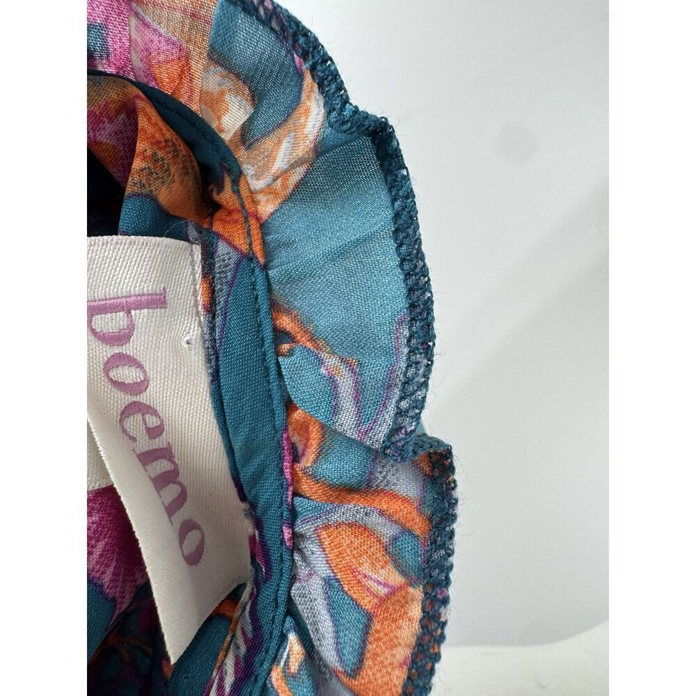 Anthropologie Teal Maxi Dress with Pink and Orange Floral Print - Picture 10 of 11